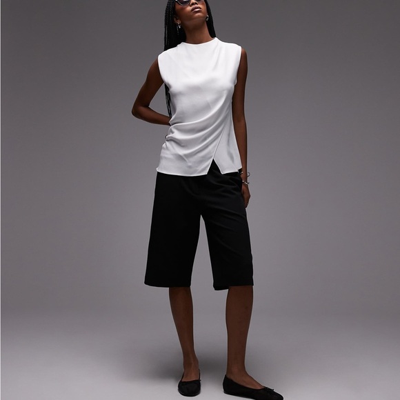 Mango wrap front satin sleeveless top in white size 6 - Picture 2 of 8